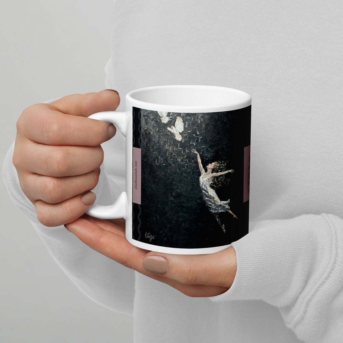 Leap into Peace - White glossy mug